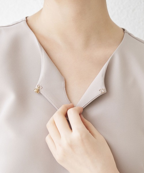 ROPE' PICNIC(ロペピクニック)の「【360°ウルトラストレッチ】【セットアップ対応】ハーフスリーブブラウス(シャツ/ブラウス・レディース・ホワイト/ライトグレー/ライトグリーン/ネイビー/イエロー系その他3/ブラック・38/40)」の11枚目の写真