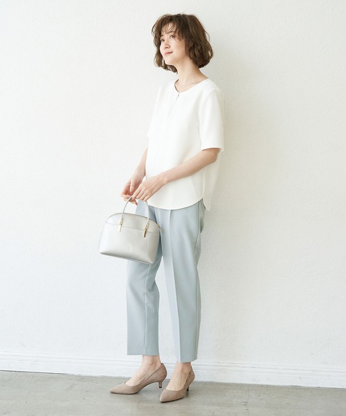 ROPE' PICNIC(ロペピクニック)の「【360°ウルトラストレッチ】【セットアップ対応】ハーフスリーブブラウス(シャツ/ブラウス・レディース・ホワイト/ライトグレー/ライトグリーン/ネイビー/イエロー系その他3/ブラック・38/40)」の8枚目の写真