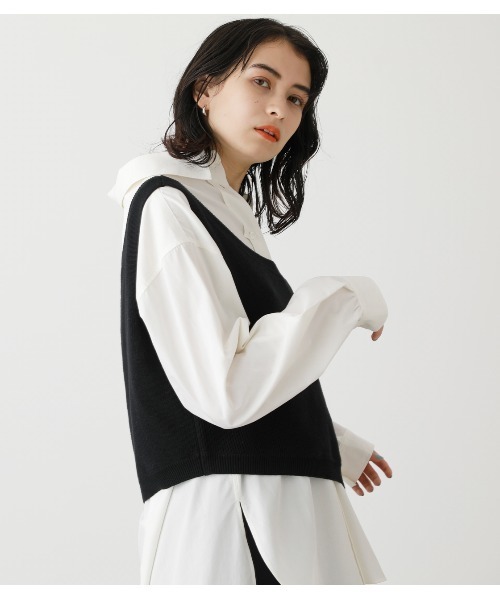 ujoh ウジョー アシンメトリーコットンニットベスト ASYMMETRY KNIT VEST/アシンメトリーニットベスト（タンクトップ