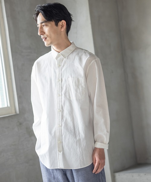 GLOBAL WORK（グローバルワーク）の「リネンシャツ長袖/928198（シャツ/ブラウス・メンズ・ホワイト/ブラック/ミント/シャーベット・SMALL/MEDIUM/LARGE/X-LARGE）」の2枚目の写真