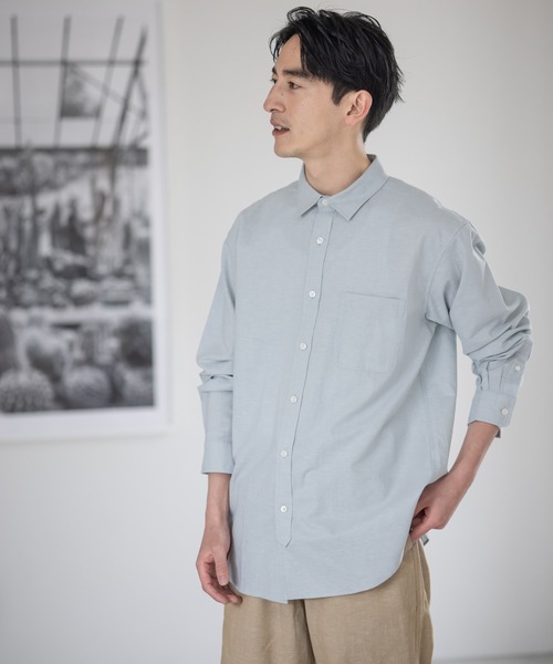 GLOBAL WORK（グローバルワーク）の「リネンシャツ長袖/928198（シャツ/ブラウス・メンズ・ホワイト/ブラック/ミント/シャーベット・SMALL/MEDIUM/LARGE/X-LARGE）」の4枚目の写真