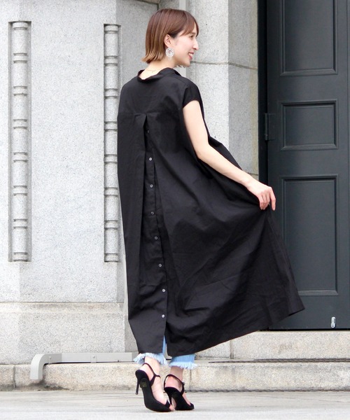バックボタンシャツワンピース シャツワンピース Pourvous プールヴー のファッション
