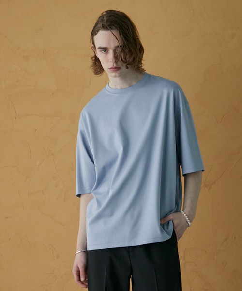 PUBLIC TOKYO（パブリックトウキョウ）の「極 ココTシャツ ビッグシルエット　”圧倒的な『ココち良さ』を実現したクルーネック無地Tシャツ”（Tシャツ/カットソー・メンズ・ホワイト/ブラック/ダークグレー/ミント/ピンク系その他/ネイビー/サックスブルー/グレイッシュベージュ・1/2/4/3）」の8枚目の写真