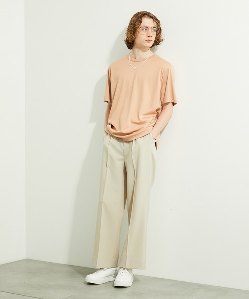 PUBLIC TOKYO（パブリックトウキョウ）の「極 ココTシャツ ビッグシルエット　”圧倒的な『ココち良さ』を実現したクルーネック無地Tシャツ”（Tシャツ/カットソー・メンズ・ホワイト/ブラック/ダークグレー/ミント/ピンク系その他/ネイビー/サックスブルー/グレイッシュベージュ・1/2/4/3）」の11枚目の写真