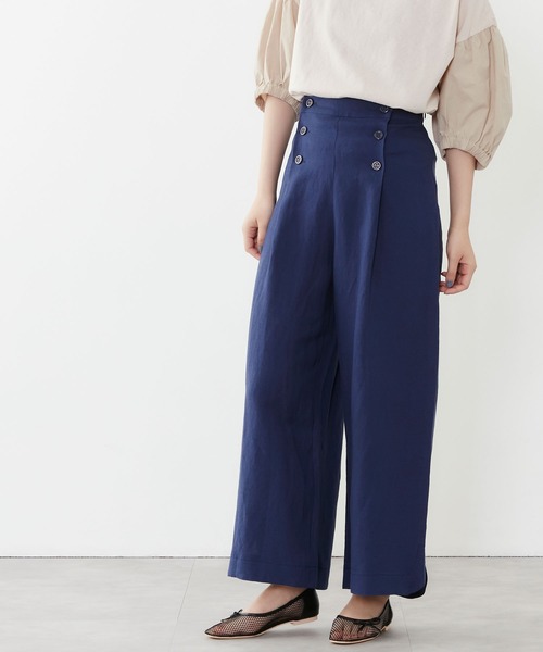 POU DOU DOU(プードゥドゥ)の「リネンレーヨンマリンパンツ(その他パンツ・レディース・オレンジ/ダークブルー/キナリ・3)」の1枚目の写真