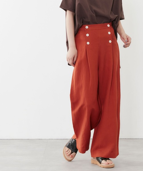 POU DOU DOU(プードゥドゥ)の「リネンレーヨンマリンパンツ(その他パンツ・レディース・オレンジ/ダークブルー/キナリ・3)」の3枚目の写真
