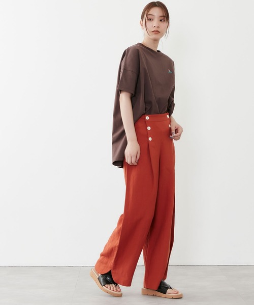 POU DOU DOU(プードゥドゥ)の「リネンレーヨンマリンパンツ(その他パンツ・レディース・オレンジ/ダークブルー/キナリ・3)」の8枚目の写真