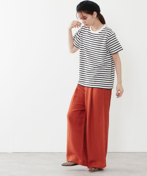 POU DOU DOU(プードゥドゥ)の「リネンレーヨンマリンパンツ(その他パンツ・レディース・オレンジ/ダークブルー/キナリ・3)」の4枚目の写真