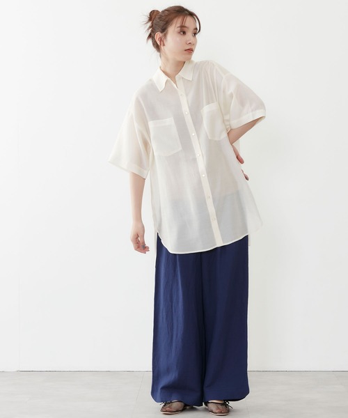 POU DOU DOU(プードゥドゥ)の「リネンレーヨンマリンパンツ(その他パンツ・レディース・オレンジ/ダークブルー/キナリ・3)」の7枚目の写真