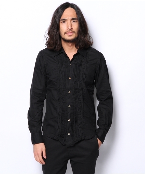 KATHARINE HAMNETT LONDON (キャサリンハムネットロンドン)の「100/2RANDOM TUCK / 100/2 ランダム タックシャツ(シャツ/ブラウス・メンズ・ホワイト/ブラック/グリーン・AL/MEDIUM/LARGE)」の3枚目の写真