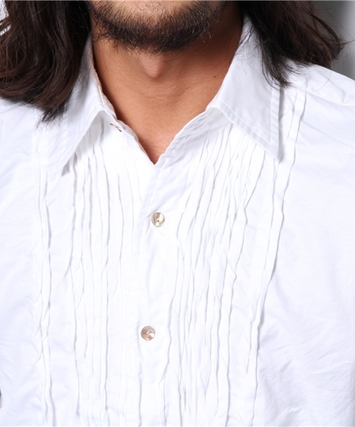 KATHARINE HAMNETT LONDON (キャサリンハムネットロンドン)の「100/2RANDOM TUCK / 100/2 ランダム タックシャツ(シャツ/ブラウス・メンズ・ホワイト/ブラック/グリーン・AL/MEDIUM/LARGE)」の7枚目の写真