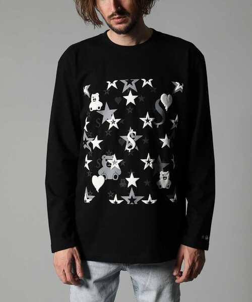 STUD MUFFIN（スタッドマフィン）の「STUD MUFFIN/スタッドマフィン/コットン天竺 ベアハートマルチフォームプリント LS Tシャツ（Tシャツ/カットソー・メンズ・ホワイト/ブラック・2/4/3）」の13枚目の写真