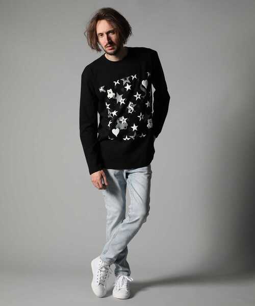 STUD MUFFIN（スタッドマフィン）の「STUD MUFFIN/スタッドマフィン/コットン天竺 ベアハートマルチフォームプリント LS Tシャツ（Tシャツ/カットソー・メンズ・ホワイト/ブラック・2/4/3）」の17枚目の写真