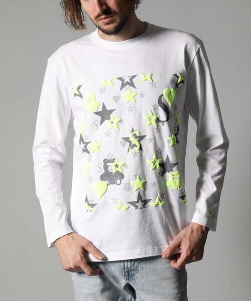 STUD MUFFIN（スタッドマフィン）の「STUD MUFFIN/スタッドマフィン/コットン天竺 ベアハートマルチフォームプリント LS Tシャツ（Tシャツ/カットソー・メンズ・ホワイト/ブラック・2/4/3）」の18枚目の写真