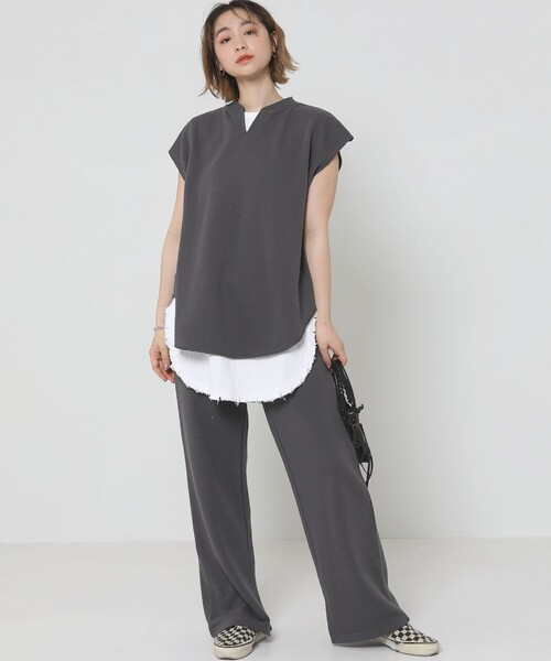 Sig FREAK'S STORE（シグフリークスストア）の「スウェットパンツセットアップ（セットアップ・レディース・グレー/ブラウン・ﾌﾘ-）」の2枚目の写真