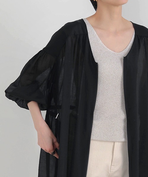 Bou Jeloud（ブージュルード）の「袖ボリュームシアーロングブルゾン（ブルゾン・レディース・ブラック/ライム/グレイッシュベージュ・38）」の12枚目の写真