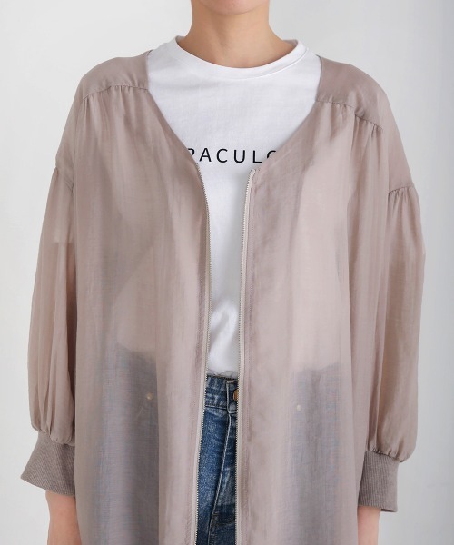 Bou Jeloud（ブージュルード）の「袖ボリュームシアーロングブルゾン（ブルゾン・レディース・ブラック/ライム/グレイッシュベージュ・38）」の13枚目の写真