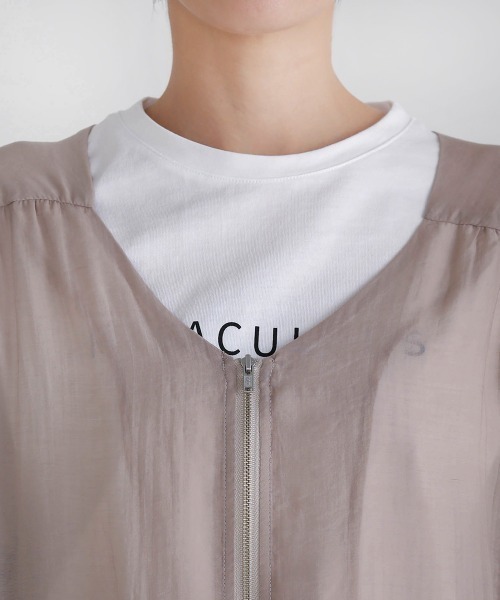 Bou Jeloud（ブージュルード）の「袖ボリュームシアーロングブルゾン（ブルゾン・レディース・ブラック/ライム/グレイッシュベージュ・38）」の11枚目の写真