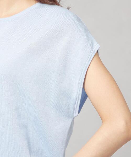 closet story（クローゼットストーリー）の「＜closet story＞□CSC テンジク フレンチスリーブニット [抗菌防臭] -手洗い可能-（ニット/セーター・レディース・ホワイト/ライトブルー・FREE）」の9枚目の写真