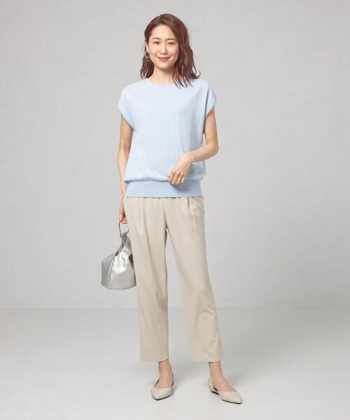 closet story（クローゼットストーリー）の「＜closet story＞□CSC テンジク フレンチスリーブニット [抗菌防臭] -手洗い可能-（ニット/セーター・レディース・ホワイト/ライトブルー・FREE）」の12枚目の写真