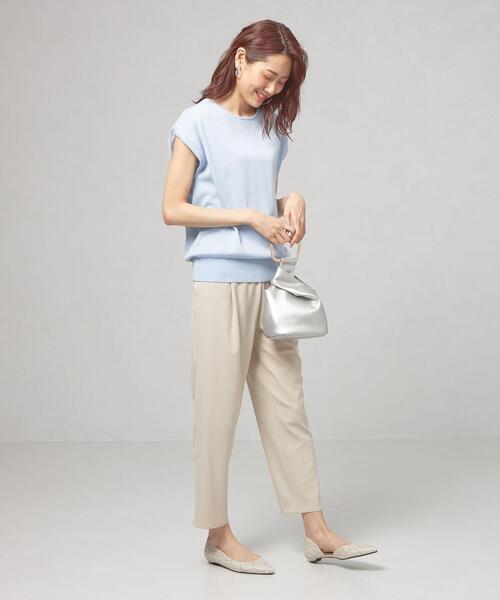 closet story（クローゼットストーリー）の「＜closet story＞□CSC テンジク フレンチスリーブニット [抗菌防臭] -手洗い可能-（ニット/セーター・レディース・ホワイト/ライトブルー・FREE）」の13枚目の写真