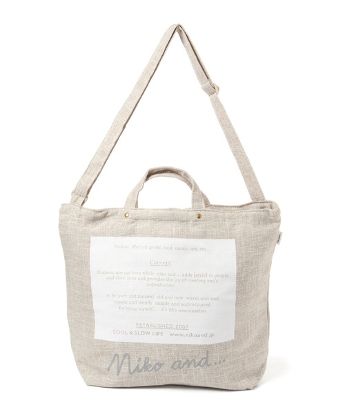niko and...（ニコアンド）の「オリジナルニコロゴジュート風2WAYトートバッグ（トートバッグ・レディース・ベージュ/チャコール・0）」の5枚目の写真