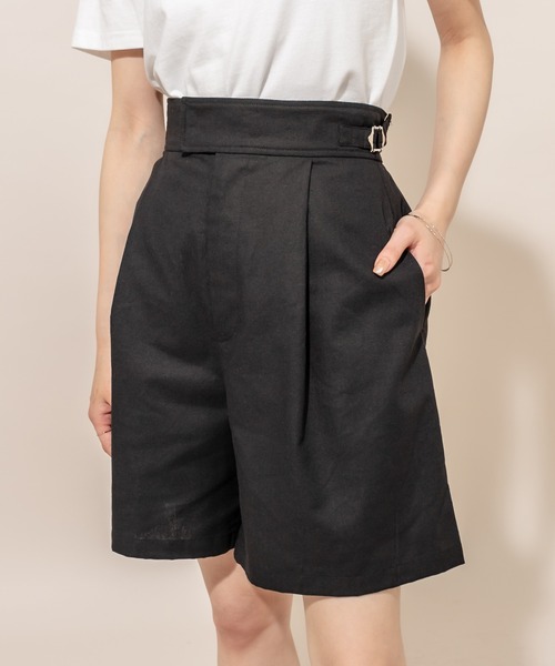 mline（エムライン）の「[mline] WEB限定 タックショートパンツ（その他パンツ・レディース・ブラック/ベージュ・FREE）」の2枚目の写真