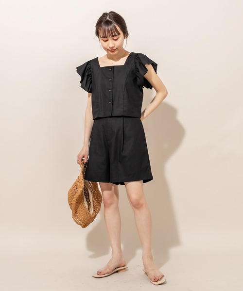 mline（エムライン）の「[mline] WEB限定 タックショートパンツ（その他パンツ・レディース・ブラック/ベージュ・FREE）」の7枚目の写真