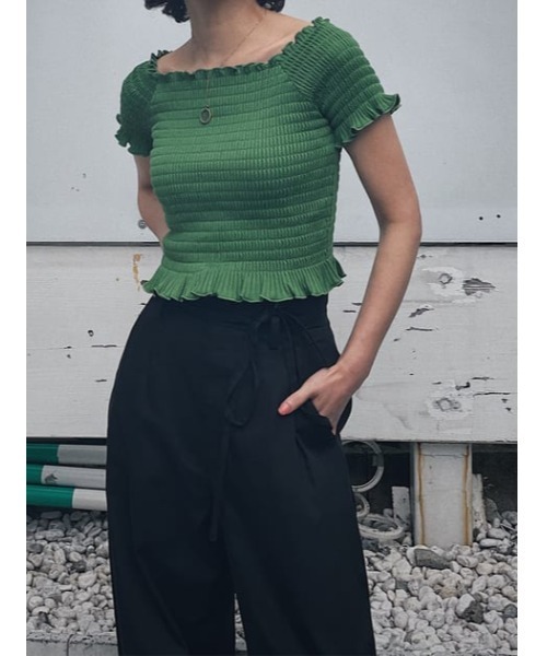 レネシー レディース シャツ トップス Off the Shoulder Floral Paisley Print Self Tie Top MOUSSY（マウジー）の「BORDER OFF SHOULDER トップス（Tシャツ