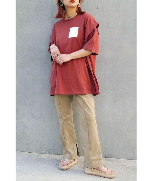 179/WG(イチナナキュウダブルジー)の「カッティングTシャツ(Tシャツ/カットソー・レディース・オレンジ/カーキ/オフホワイト・FREE)」の20枚目の写真