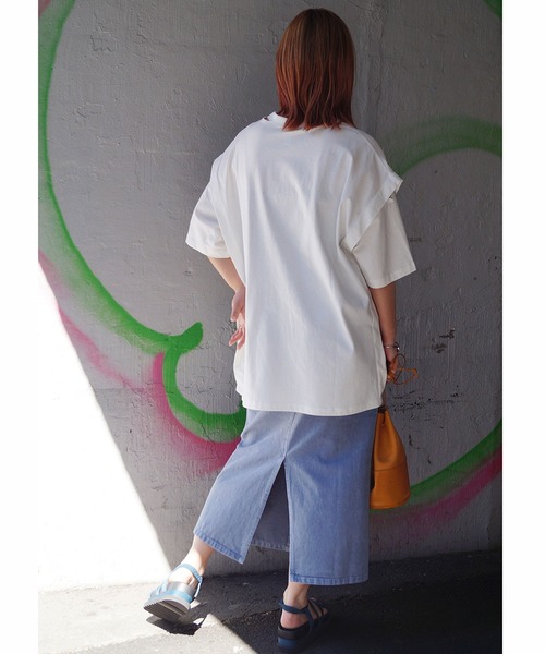 179/WG(イチナナキュウダブルジー)の「カッティングTシャツ(Tシャツ/カットソー・レディース・オレンジ/カーキ/オフホワイト・FREE)」の9枚目の写真