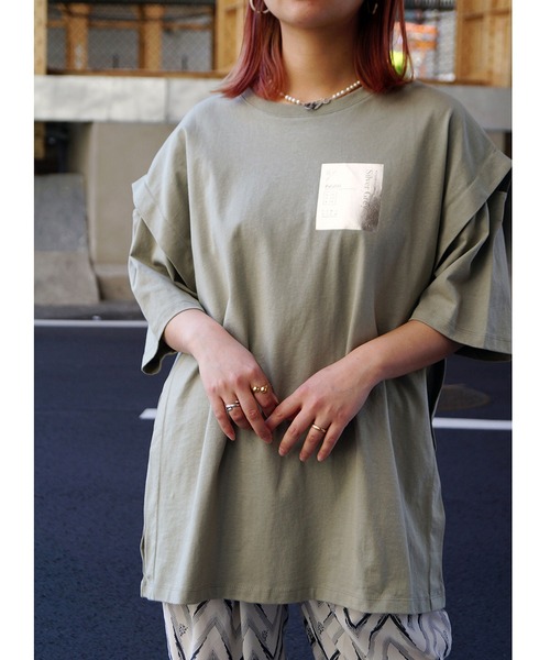 179/WG(イチナナキュウダブルジー)の「カッティングTシャツ(Tシャツ/カットソー・レディース・オレンジ/カーキ/オフホワイト・FREE)」の5枚目の写真