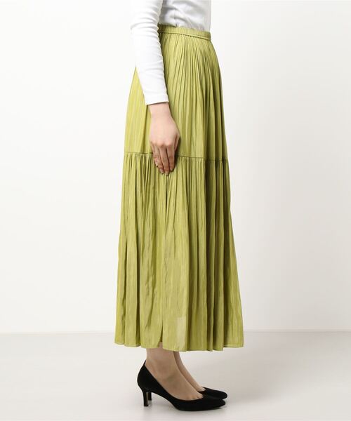 CIAOPANIC（チャオパニック）の「2段プリーツロングSK（スカート・レディース・ライム/バイオレット・FREE）」の3枚目の写真