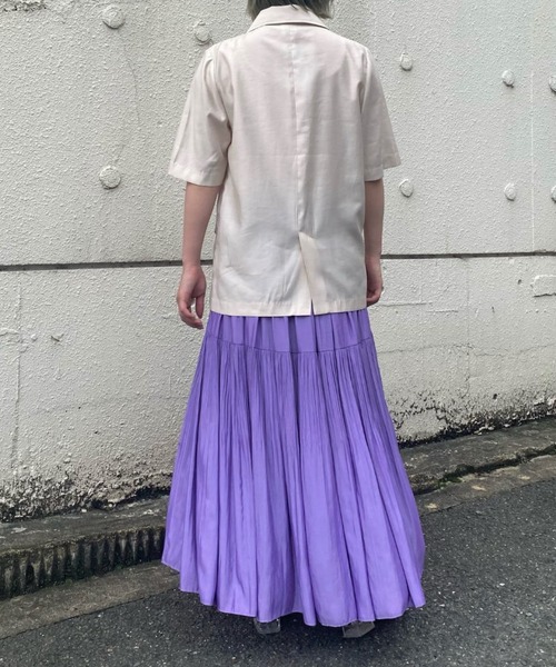 CIAOPANIC（チャオパニック）の「2段プリーツロングSK（スカート・レディース・ライム/バイオレット・FREE）」の5枚目の写真