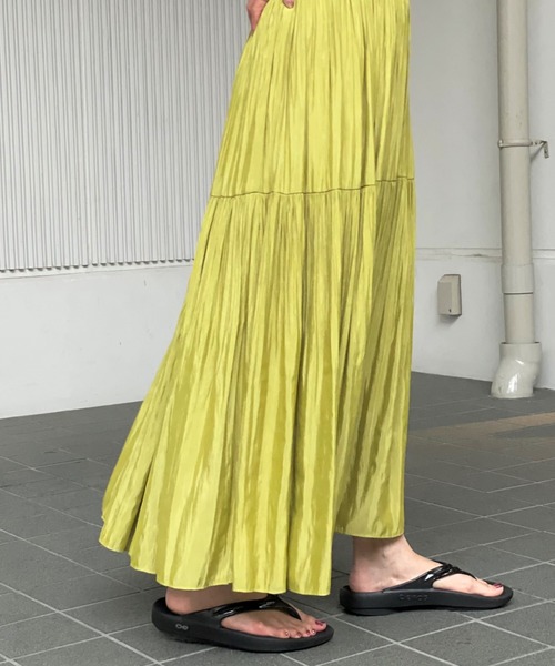 CIAOPANIC（チャオパニック）の「2段プリーツロングSK（スカート・レディース・ライム/バイオレット・FREE）」の8枚目の写真