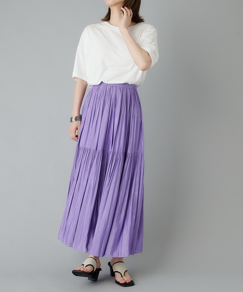 CIAOPANIC（チャオパニック）の「2段プリーツロングSK（スカート・レディース・ライム/バイオレット・FREE）」の12枚目の写真