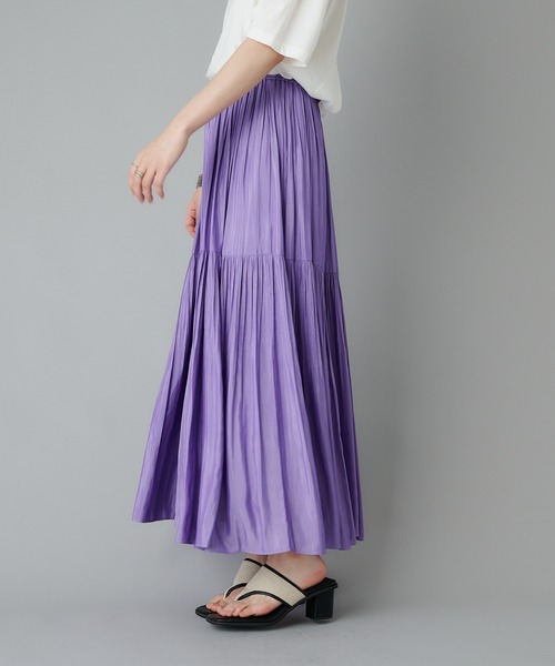 CIAOPANIC（チャオパニック）の「2段プリーツロングSK（スカート・レディース・ライム/バイオレット・FREE）」の10枚目の写真