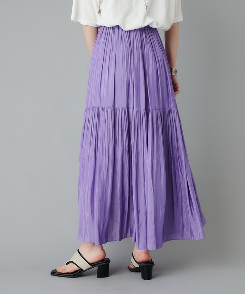 CIAOPANIC（チャオパニック）の「2段プリーツロングSK（スカート・レディース・ライム/バイオレット・FREE）」の11枚目の写真