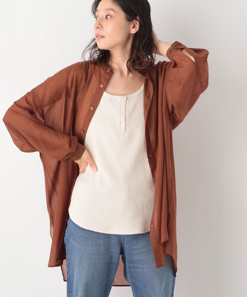 LEPSIM（レプシィム）の「フロントキリカエチュニック　947852（シャツ/ブラウス・レディース・キャメル/ベージュ/ブラック・FREE）」の3枚目の写真