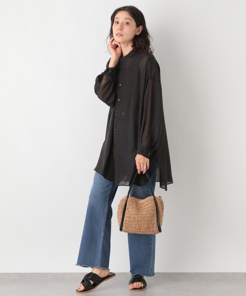 LEPSIM（レプシィム）の「フロントキリカエチュニック　947852（シャツ/ブラウス・レディース・キャメル/ベージュ/ブラック・FREE）」の5枚目の写真