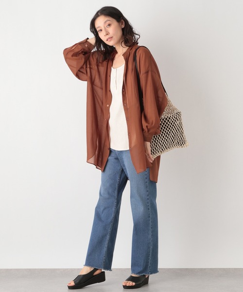 LEPSIM（レプシィム）の「フロントキリカエチュニック　947852（シャツ/ブラウス・レディース・キャメル/ベージュ/ブラック・FREE）」の7枚目の写真