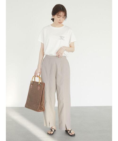 Green　Parks（グリーンパークス）の「ベルギーリネンブレンド スリットパンツ＊（その他パンツ・レディース・ピンク/モカ/チャコールグレー/ベージュ・FREE）」の5枚目の写真