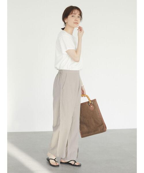 Green　Parks（グリーンパークス）の「ベルギーリネンブレンド スリットパンツ＊（その他パンツ・レディース・ピンク/モカ/チャコールグレー/ベージュ・FREE）」の6枚目の写真
