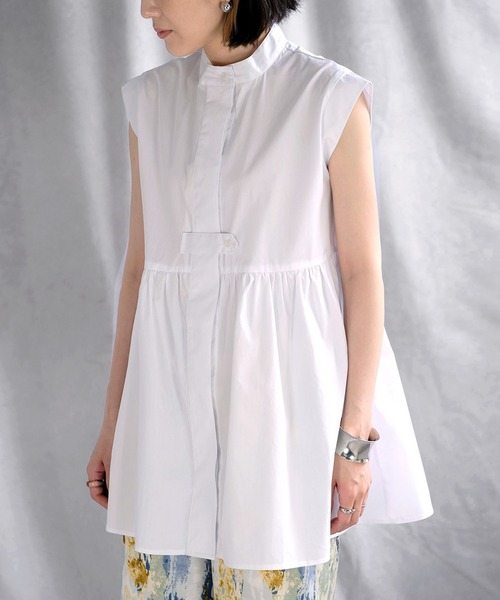 ＡＮＤＪ（アンドジェイ）の「フレンチスリーブギャザー切替ブラウス（シャツ/ブラウス・レディース・ホワイト/ブラック/マスタード・M）」の2枚目の写真