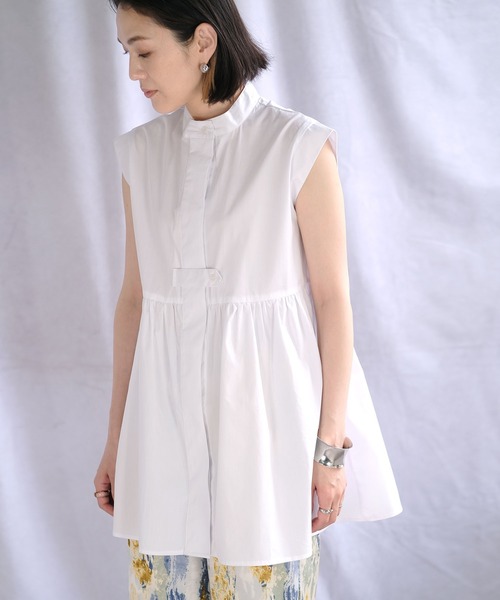 ＡＮＤＪ（アンドジェイ）の「フレンチスリーブギャザー切替ブラウス（シャツ/ブラウス・レディース・ホワイト/ブラック/マスタード・M）」の5枚目の写真