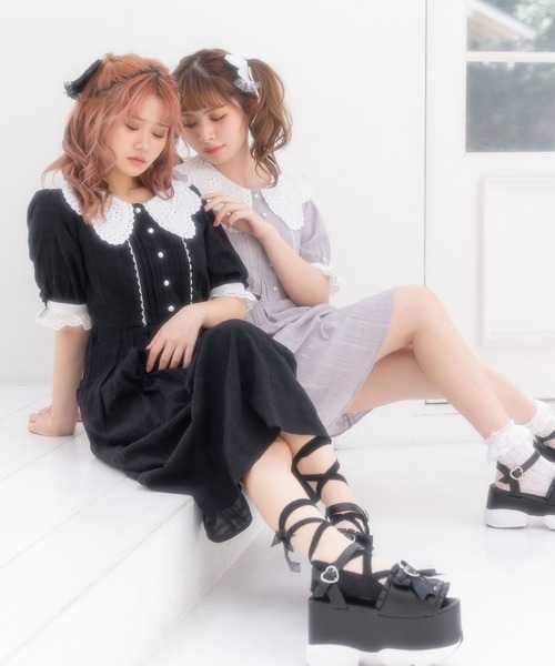 DearMyLove(ディアマイラブ)の「大きなレース襟コットンワンピース(ワンピース・レディース・グレー系その他/グレー/ブラック/ピンク/ピンク系その他/ブラック系その他・LARGE/X-LARGE/MEDIUM/XX-LARGE)」の12枚目の写真