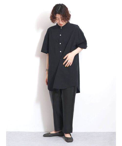 Ungrid（アングリッド）の「ノーカラービッグハーフスリーブシャツ（シャツ/ブラウス・レディース・オフホワイト/グリーン系その他/ブラック・FREE）」の18枚目の写真