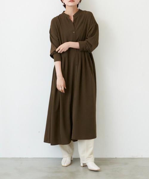 AIC.（エーアイシー）の「ウエストタックシャツワンピース（ワンピース・レディース・ブラック/ブラウン/カーキ/モカ・FREE）」の2枚目の写真