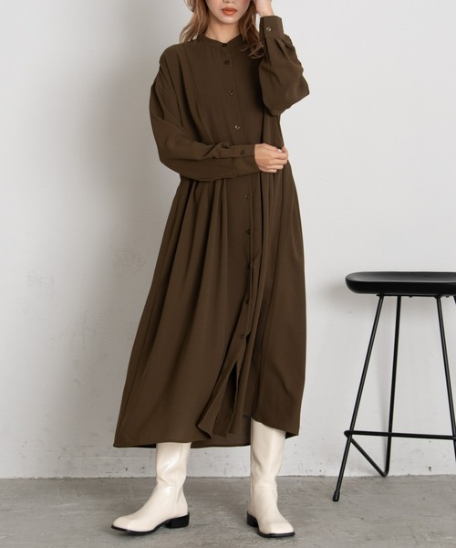 AIC.（エーアイシー）の「ウエストタックシャツワンピース（ワンピース・レディース・ブラック/ブラウン/カーキ/モカ・FREE）」の4枚目の写真