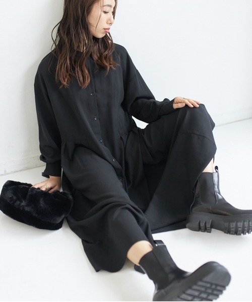 AIC.（エーアイシー）の「ウエストタックシャツワンピース（ワンピース・レディース・ブラック/ブラウン/カーキ/モカ・FREE）」の7枚目の写真